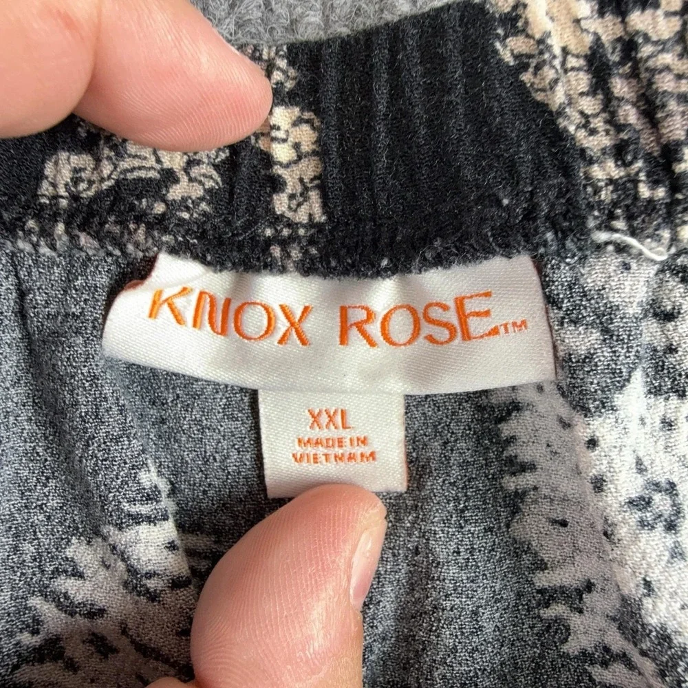 Knox Rose Skirt Womens XXL Black Paisley Tulip Wrap Elastic Waist Knee Length